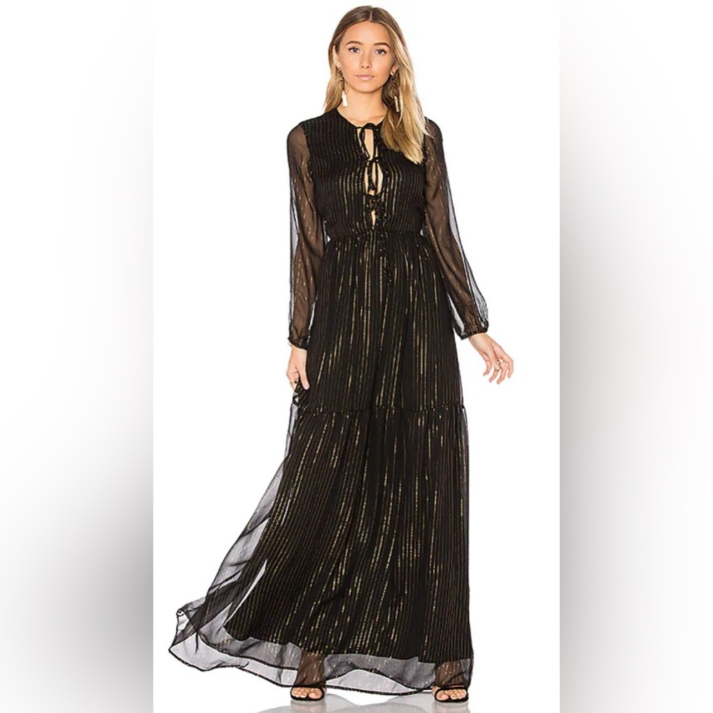Rachel Pally Elegant Black and Gold Long Sleeve Dress